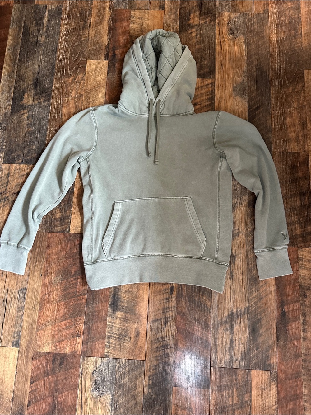American Eagle Outfitters Olive Quilted-Lined Hooded Pullover